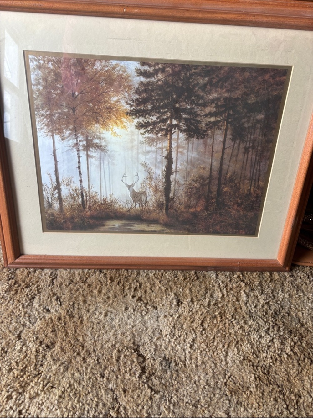 Framed Forest Deer Print in Warm Autumn Tones
